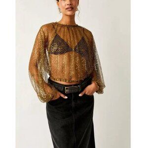 FREE PEOPLE NWT Sparks Fly Top / Olive Tapenade - xs